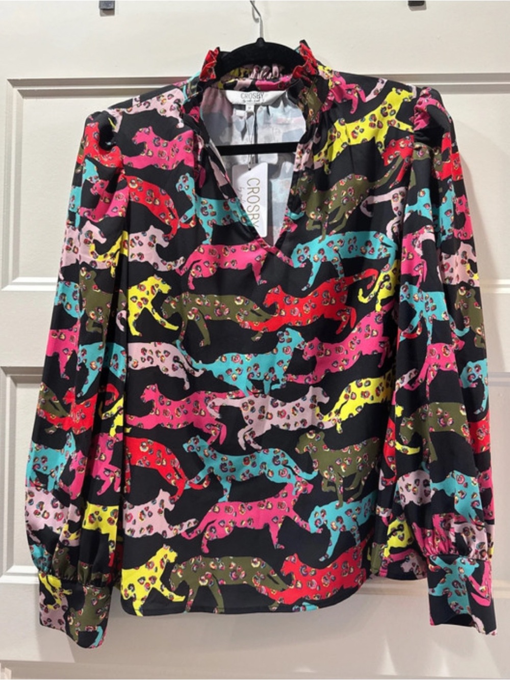 Crosby by Mollie Burch Women's Multi-Color Leopard Cat Print Blouse